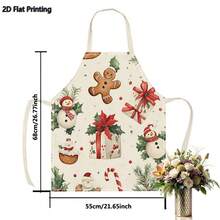 1PC 2D Flat Printed Snowman Gingerbread Christmas Holiday Style Apron For Home Cooking, Kitchen Wear, And Cooking Enthusiasts