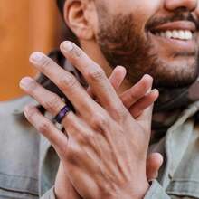 1 Pc Fashion Couple Rings Romantic Purple Rhinestones Artificial Zirconia Women Rings Set Men Stainless Steel Ring Fashion JewelryDaily Ware Best Gift For Friends And Family - 男性 - 查看 7