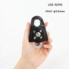 بكرة صغيرة مزدوجة لتسلق الصخور، بكرة تسلق الأشجار 36 كيلو نيوتن، يمكن اللوحة الجانبية، دوران 360 درجة، مصنوعة من سبيكة ألومنيوم عالية القوة، مع محمل كروي - الأسود - مشاهدة 6
