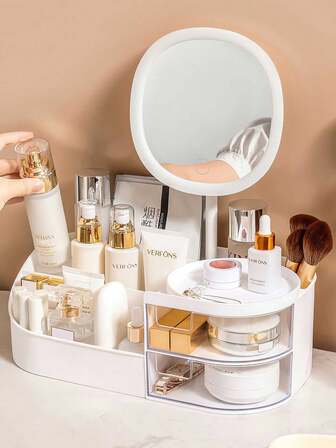 1 pieza Organizador de maquillaje, Estantería de almacenamiento de cosméticos para escritorio, Organizador de cajón para lápices labiales, Organizador de cosméticos de estilo cajón para escritorio, Organizador de vanidad para escritorio, Caja de almacenamiento de lápices labiales y maquillaje, Caja de almacenamiento de suministros de oficina, Regalo de cumpleaños