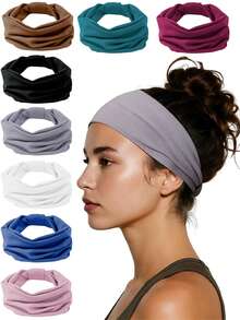 1pc Women's Headband, Wide Elastic Headband, Non-Slip Thick Headband, Stretchy Absorbent Sports Headband, Large Bow Soft Headscarf. Available In Multiple Colors. Warm Hair Bands Women Bandanas Winter Hair Accessories