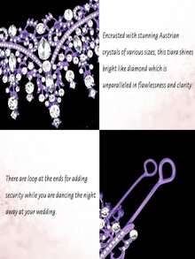 TOBATOBA Tiaras For Women, Dark Purple Tiara Crowns For Women, Wedding Tiara For Bride Queen Crown, Royal Princess Quinceanera Headpieces For Birthday Prom Pageant Halloween Cosplay Accessories - 深灰色 - 查看 7