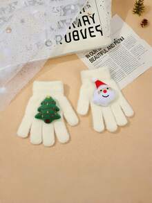 A Pair Of Winter Christmas Warm Gloves. Women's Student Outdoor Thick Warm And Cute Gloves. - Multicolor - View 3