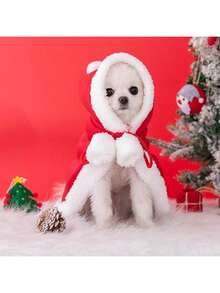 New Warm Christmas Outfit For Dogs, Transforming Into Little Red Riding Hood Cloak, Cat Hooded Cape Pet Apparel - Multicolor - View 4