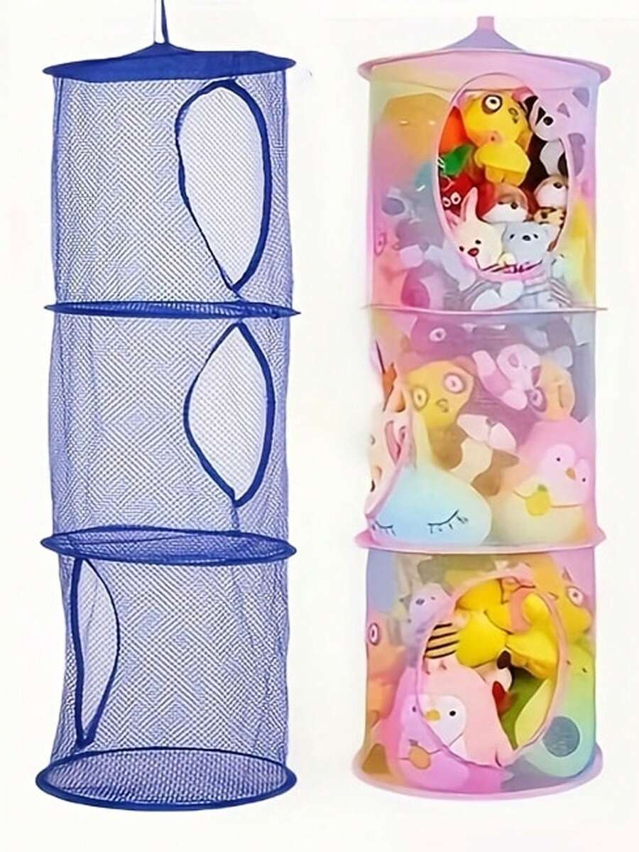 3-Tier Hanging Storage Basket, Cylindrical Enclosed Underwear Bra Dress Basket, Hanging Basket For Shop - Multicolor - View 1