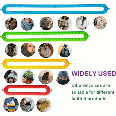 DIY Knitting Kit For Beginners, Knitting Machine Set, ABS Plastic, Insertable Needles Knitting Machine, Includes 4 Sizes (9.45 Inches, 13.39 Inches, 17.72 Inches, 21.65 Inches)