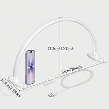 1pc 20-Inch Crescent Shape Lamp, Medium Size Aluminum Alloy Arch-Shaped Nail Lamp, Suitable For Nail Desks, Eyelash Extensions, Tattoo, Handcraft, Reading, Spa Salon, Beginners Lighting, Also Can Be Used As Vanity Desk, Workbench - Medium - View 14