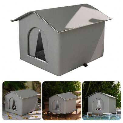 1pc Warm Outdoor Pet House, Heart-Shaped Stray Cat House, Waterproof & Cold-Resistant, Spacious Enclosed Design, Suitable For All Seasons, Chew-Resistant
