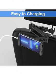 1 Pc For Kids Black 360° Rotating Adjustable Car Headrest Backseat Mount Holder Compatible With All 4"-11" Tablets, Cellphones, IPad Air Mini, Tabs Switch Road Trip Essentials