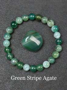 Bracelet porte-bonheur vert dégradé de 8 mm – Accessoire à la mode et naturel, attire la richesse et la chance, convient aux hommes et aux femmes, cadeau idéal pour toutes les occasions, style bohème, pierre durable, explorateur spirituel. - vert clair - Voir 5