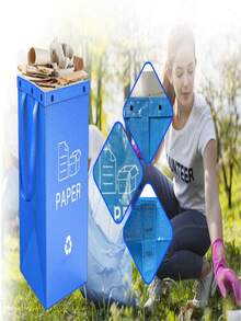 Combination Folding Garbage Bin, Reusable, Easy To Clean, Large Capacity, Good Load-Bearing Capacity, Outdoor Garbage Bin, Kitchen Living Room, Classified Garbage Bin, Storage Bin - Multicolor - View 5