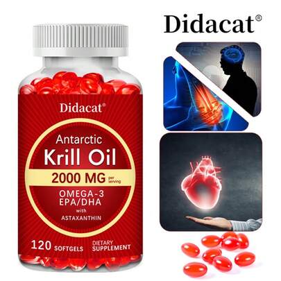 Suplemento de aceite de krill antártico (con omega-3, EPA y DHA) que favorece la salud ósea y cerebral (120 cápsulas blandas)