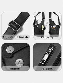 1 pieza Bolso de cintura casual de hombre de piel sintética (PU), bolso de pecho versátil de estilo urbano funcional para hombre