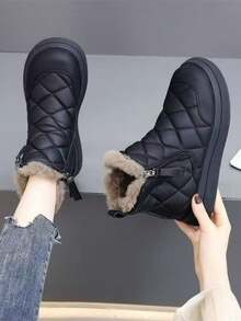 女士平底雪地靴，冬季新款保暖内衬防滑短靴，厚实保暖