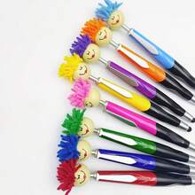 8 Pack Cute Face Mop Stylus Ballpoint Pens, 1.0mm Black Ink, Kids Back To School Stationery, Holiday Party Favors - Mix 8PCS - View 8