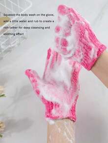 2pcs Exfoliating Glove ,Dead Skin Bath Exfoliating Gloves For Shower Spa Massage Body Scrub Shower Medium Exfoliate Glove For Dead Skin Bath Exfoliating Gloves For Shower Spa Massage Body Scrub - Shower Gloves Exfoliating For Women & Men Wash Gloves Dual Texture Bath Gloves For Shower Body Scrub Exfoliating Mitt Dead Skin Remover Exfoliator Mitten Natural Body Washcloth Body Cleaning Tool Rose Red - Hot Pink - 查看 3