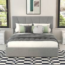 Double Upholstered Platform Bed With Four Drawers On Two Sides, Adjustable Headboard, Grey (140 X 200 Cm) - Grey - View 9