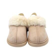 Pantuflas de casa para niños con forro de peluche y calor - Modelo otoño-invierno, suela gruesa antideslizante de pelo falso de conejo, lindo zapatito de una sola pieza para bebés, perfecto para el hogar y salir. - Beis - Ver 2