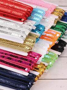 1/2 piezas Cinta de trenza con lentejuelas, cinta de trenza, cinta plana inelástica con brillo para costura, manualidades, envoltura de regalos, decoración del hogar y bodas, Halloween, San Valentín, Navidad, Acción de Gracias, para disfraces de muñecas