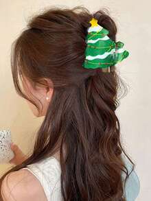 1pc Christmas Claw Hair Clips - Cute Cartoon Santa Claus, Christmas Tree, MERRY CHRISTMAS Design, Women Hair Accessories, Holiday Party Decor, Gift, Festive Atmosphere Hair Clips, Christmas Accessories, Versatile Hair Claw Hair Ornament