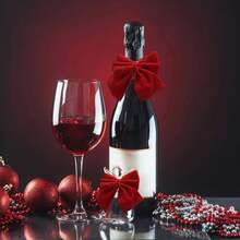 6-teiliges Set – Weihnachtsschleifen-Servietten – Flanell-Reifen – Festliche Serviettenschnallen – Rot – Serviettenringe