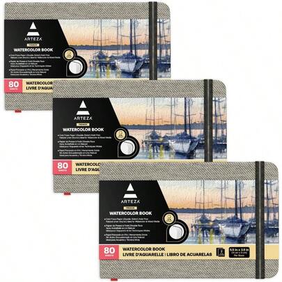 3.5X5.5 Watercolor Book Pack Of 3 Small Pocket Pads 80 Pages Per Journal 110Lb 230Gsm With Inner Pocket And Elastic Strap For Watercolor Techniques And Mixed Medi