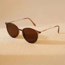Gafas con montura redonda de metal ultraligero, estilo milenio, unisex, adecuadas para uso diario y fotografía callejera - Monturas marrones, lentes marrones - Ver 8