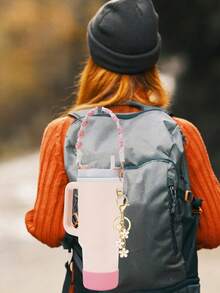 5 件/1 件硅胶保护套、防摔防刮硅胶套、防滑硅胶保护套、配套手工编织运动水壶带、心形自粘挂钩、花朵和 26 个字母吊坠标记、带肩带的瓶架、手工编织挂绳、硅胶支架、适合 8-40 盎司水瓶、耐用防撕裂、适合日常使用、家庭聚会、旅行和派对