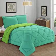 Elegant Comfort All Season Ultra Soft 3pcs Reversible Diamond Stitched Comforter Set, Down Alternative Breathable And Comfortable Quilt Luxury Hotel Quality 3 Piece Full/Queen, King/California King And Twin/Twin XL Size Bed Includes 1 Comforter And 2 Pillowcases Bedding Set, Christmas Decorations Gifts, Cozy Winter Styles, Holiday Décor - 水色/青檸色 - 查看 2