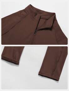 MFVIM Salopetă sport dintr-o singură piesă pentru femei, cu mânecă lungă și fermoar pe jumătate, costum de fitness strâmt și sexy, costum de yoga sport de înaltă intensitate.