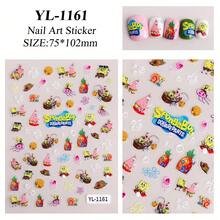 SPONGEBOB 1pc 海绵宝宝指甲贴 5D浮雕卡通派大星章鱼哥蟹老板指甲贴纸饰品 - 彩色 - 查看 6