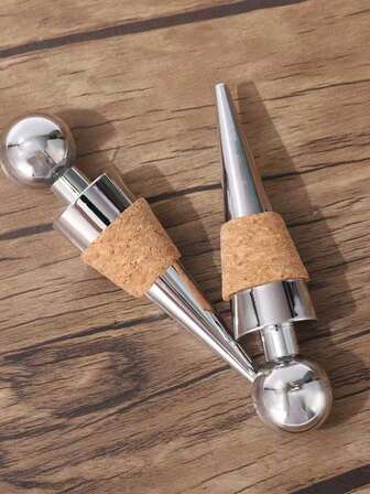 1个金属葡萄酒瓶塞，橡木密封圈，红酒保鲜剂，圆形球形和心形葡萄酒瓶塞