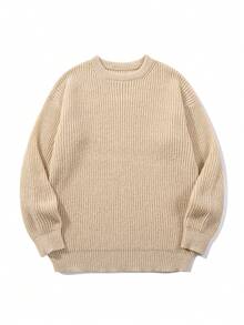 轻薄宽松针织毛衣，带有纹理图案，休闲中性设计，适合秋冬季穿着。 - 淡黃色 - 查看 2