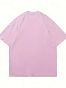 Camiseta de algodón de 180g, nuevo producto de verano, estampado de corazón de dibujos animados estilo americano, estilo casual urbano para hombre, camiseta elástica de cuello redondo, adecuada para el uso diario, salidas informales, versátil para uso en casa, paseos al aire libre, sencilla y sin restricciones, estilo de nicho a, la primera opción para parejas. - Negro - Ver 10
