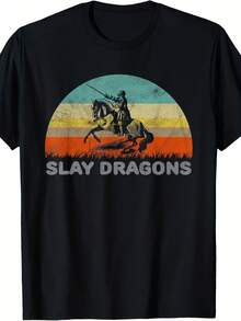 Funny Slay Dragons  Knight T-Shirt - 款式6 - 查看 1