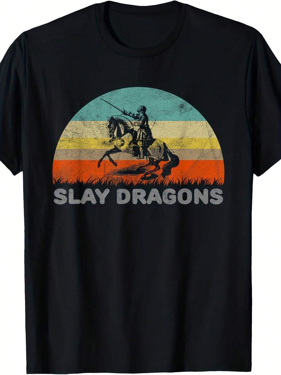 Funny Slay Dragons Knight T-Shirt - 款式6 - 查看 1