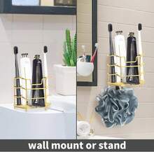 Snailhouse Toothbrush Holder For Shower, Stainless Steel Wall Hanging Toothpaste Tooth Brushing Organizer Stand Storage Caddy For Bathrooms, Gold - quả mơ - Xem 2