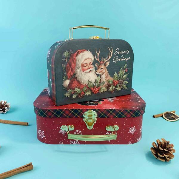 2 Stücke Weihnachts-Rentier, Schneemann, Weihnachtsmann Geschenkbox Set, Ornament, Spielzeug, Bürobedarf Große Geschenkverpackungsbox, Weihnachten, Geburtstag, Hochzeit Party Blumenbox Geschenkverpackung Präsentationsbox