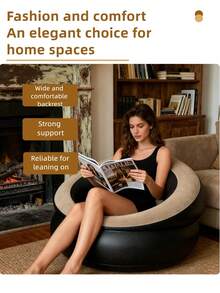 1pc Inflatable Cylindrical Sofa, Inflatable Camping Chair, Inflatable Slouchy Sofa, Inflatable Chair, Foldable Portable Inflatable Chair, Suitable For Living Room, Bedroom, Reading Room, Bedroom, Balcony, Outdoor Camping, Easy To Store And Carry, Leisure And Entertainment, Dorm, Backrest Chair - Multicolor - View 3