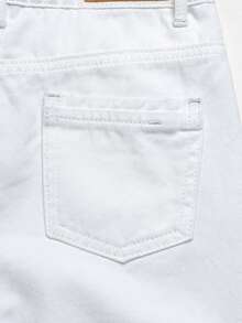 Young Boy Street Style Medium Wash Adjustable Waist Distressed Denim Jeans