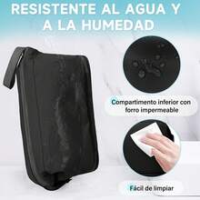 Almacenamiento deéticos RAINSMORE Neceser Separación de Humedad y Sequedad Cosmetiquera Para Hombre y Mujer Bolsa de Maquillaje Impermeable Cosmetiquera de Viaje Abertura Amplia Neceser de Viaje Negro - Negro - Ver 10