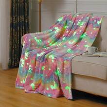 A Flannel Luminous Blanket, Children's Blanket, Nap Blanket, Travel Blanket, Colorful Unicorn Pattern, Soft And Comfortable, Is A Holiday Gift For Children.