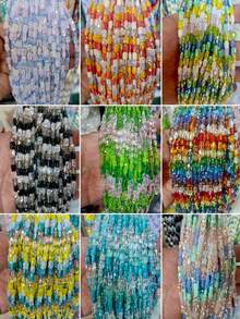 Environ 62 pièces de perles en cristal facetté de couleur mixte de 4x7 mm, matériaux de fabrication de bijoux DIY pour bracelets, colliers et accessoires