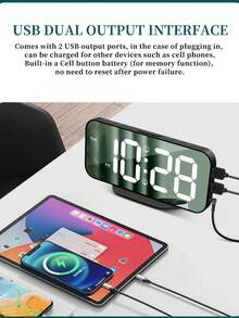 Este reloj está equipado con una pantalla LED grande, con 3 niveles de brillo ajustables, y tiene dos interruptores de alarma independientes, lo que hace que su vida sea talla grande conveniente y le permite administrar mejor su tiempo. Su gran pantalla de 6.7 pulgadas también se puede usar como espejo en la vida diaria. - Multicolor - Ver 10