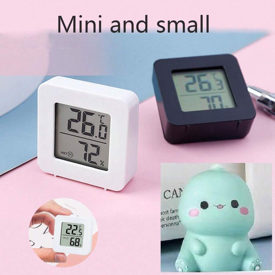 1个/2个迷你数字温湿度计，室内温湿度计，带液晶显示屏，摄氏度(°C)，适用于家庭、办公室、爬行动物饲养箱、罐子、吉他盒、温室、花园、酒窖、冰箱、衣柜等场所。 - 白色 - 查看 1