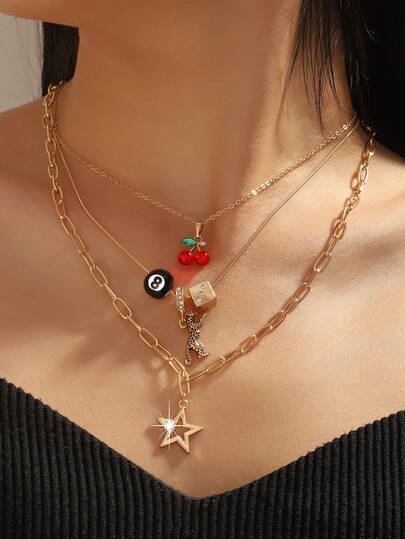 1 Set di Collane Multielemento Alla Moda e Versatili Per Donna