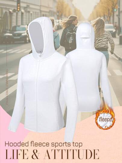 معطف رياضي كاجوال للنساء مقاسات كبيرة سميك مبطن بالفليس مع كابوشون للخريف والشتاء