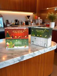 Christmas Rectangular Mini Tin Box, Mini Container Desktop Ornament, Christmas Candy Storage Box, Holiday Gift Packaging, Vintage Industrial-Style Christmas Decorative Ornament