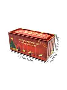 Christmas Rectangular Mini Tin Box, Mini Container Desktop Ornament, Christmas Candy Storage Box, Holiday Gift Packaging, Vintage Industrial-Style Christmas Decorative Ornament