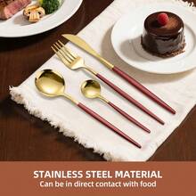 32件套不锈钢餐具套装，包括刀、叉和勺，葡萄牙风格餐具套装，不锈钢葡萄牙刀叉勺银器套装，豪华餐具套装，镜面抛光，优雅实用，可用洗碗机清洗，是家庭、厨房、餐厅、酒店、派对、婚礼、节日庆典的理想之选，适用于餐饮服务、餐桌装饰和厨房配件。 - - - 查看 5